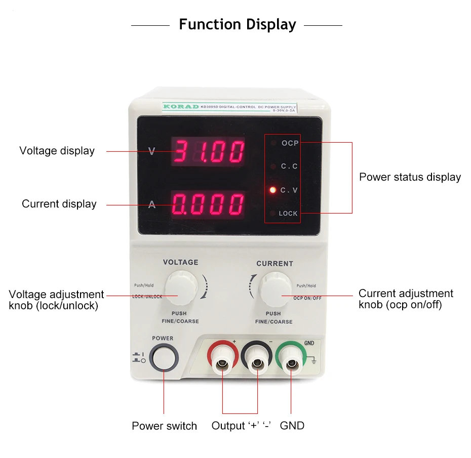 KD3005D Регулируемый источник питания постоянного тока Регулируемый Высокоточный 4 цифровой дисплей 30 в 5A регуляторы напряжения лабораторный источник питания