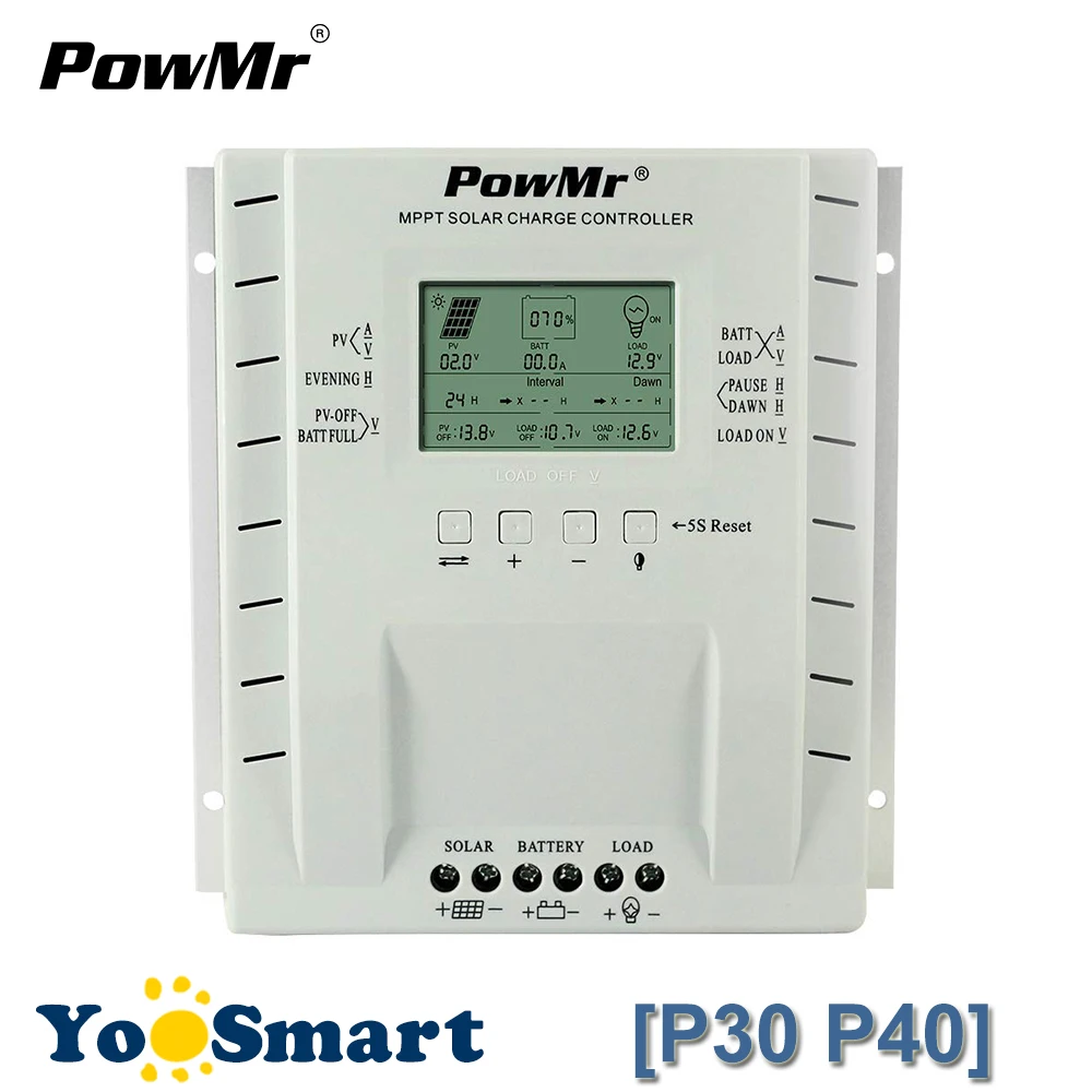 

PowMr 40A MPPT PV Charge And Discharge Solar Controller 12V 24V Battery Regulator Solar Panel System 100V 780W/1560W Input