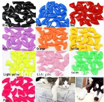 

Free Shipping 20 pcs/lot Pet Dog Finger Grooming Floor Protect Pet Dog Nail Caps Claw Control Soft Paw Caps S ,M,L,XL,XL,XXL
