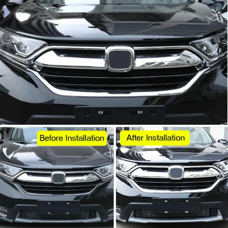 

Chrome Front Upper Grille Grill Decorative Cover Trim for HONDA CRV 2017 2018 1PC