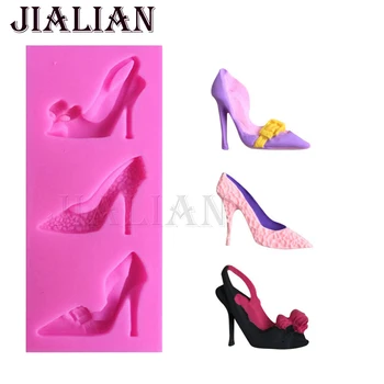 

High quality 3D Silicone molds Stilleto High Heel Mould Lady Shoes Molds Cake Decoration tools baking mold T0801