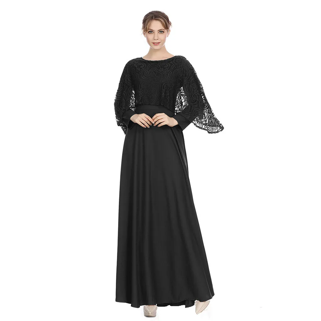 

Muslim Lady Large Size Clothing National Wind Robes Long Dress Summer Women Vintage O-Neck Long Sleeve Casual Dress l0615