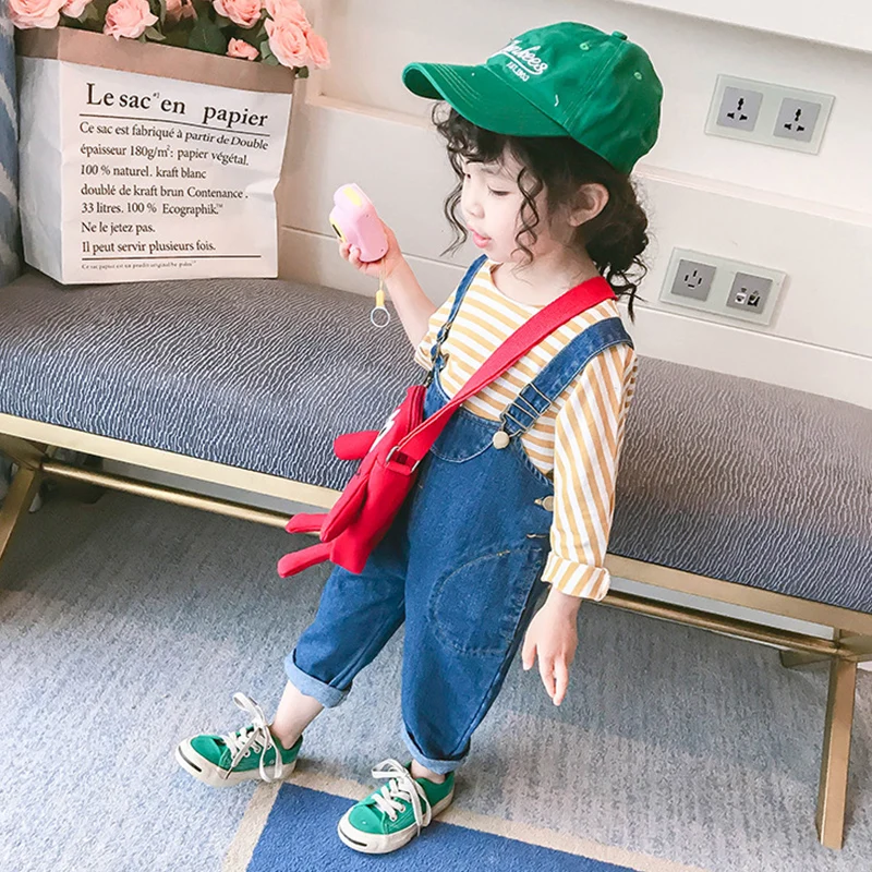 

Girls' New Fashion Solid Color Twill Jeans Rompers Children's wear For Hight 80cm-130cm