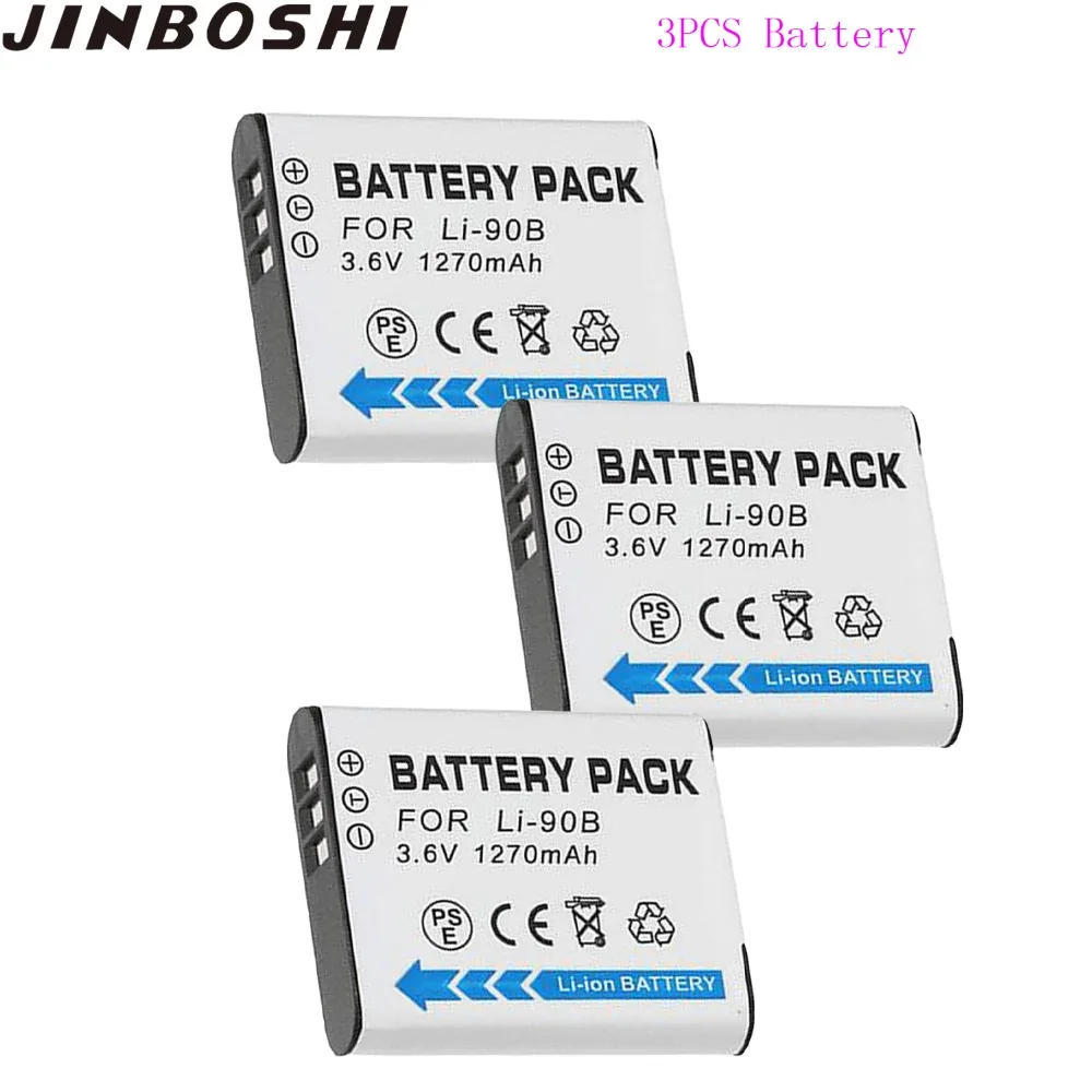 

New 3x Li-90B Li90B Li 90B Li-92B Li92B Li 92B Rechargeable Digital 1270mAh 3.6V Camera Battery for Olympus TG-1 TG-2 TG-3