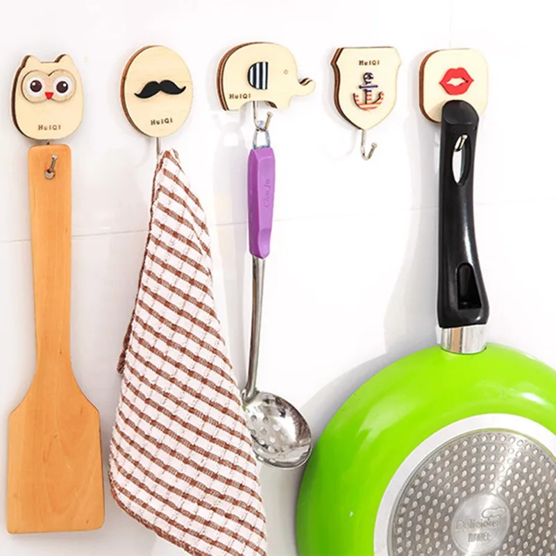 

Wall Hooks Cute Cartoon Wood Decorative Holder For Kitchen Organizer Bathroom Accessories Key Hanger 25