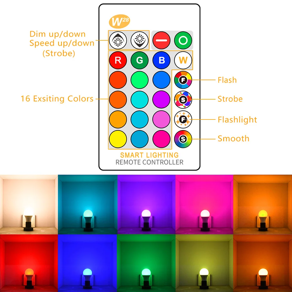 10 Вт 15 RGB Светодиодная лампа E27 16 видов цветов изменение атмосферы освещение