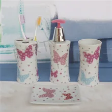 Ceramic bathroom set, lotion dispense, butterfly pattern bathroom decoration