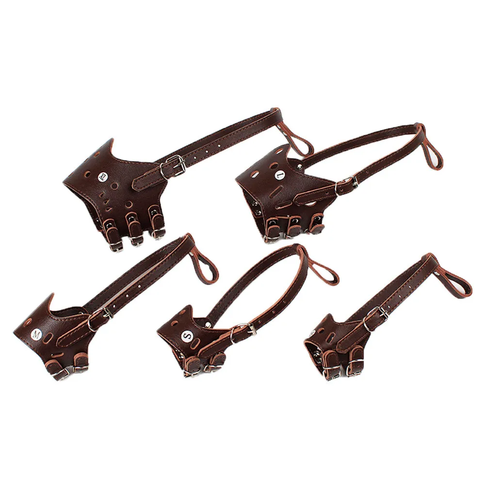 2018 TOP FASHION Prevent Bite Mask Adjustable Leather Cage Muzzle For Dog 0504 | Дом и сад