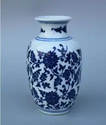 Китайский Синий и Белый Фарфор ручная роспись ваза для цветов ж Qianlong Марка