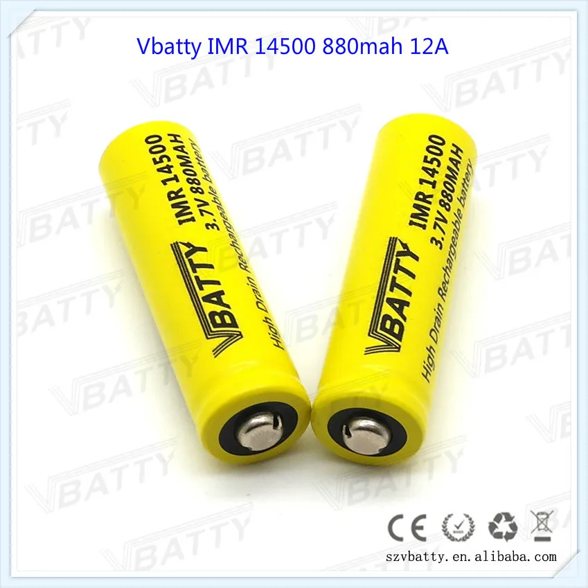 Высокое качество Vbatty IMR 14500 880mah 12A 3 7 V перезаряжаемый литий полимерный аккумулятор