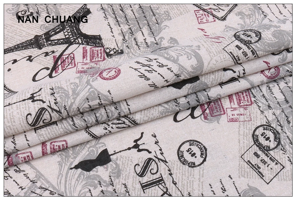 Nanchuang Tower Print Cotton Linen Fabric For DIY Sewing Sofa Curtain Bag Cushion Furniture Cover Quilting Material 100cmx150cm