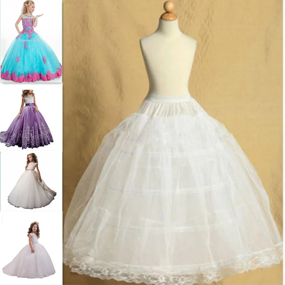 

2 Hoop Adjustable Size Flower Girl dress Children Little Kids Underskirt Wedding Crinoline Petticoat Fit 3 to 14 Years Girl