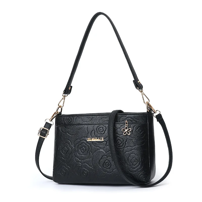 

New Women Messenger Bag Small Leather Shoulder Bag Embossing Brand Clutch Vintage Bags For Girls Envelope Flower Crossbody Bags