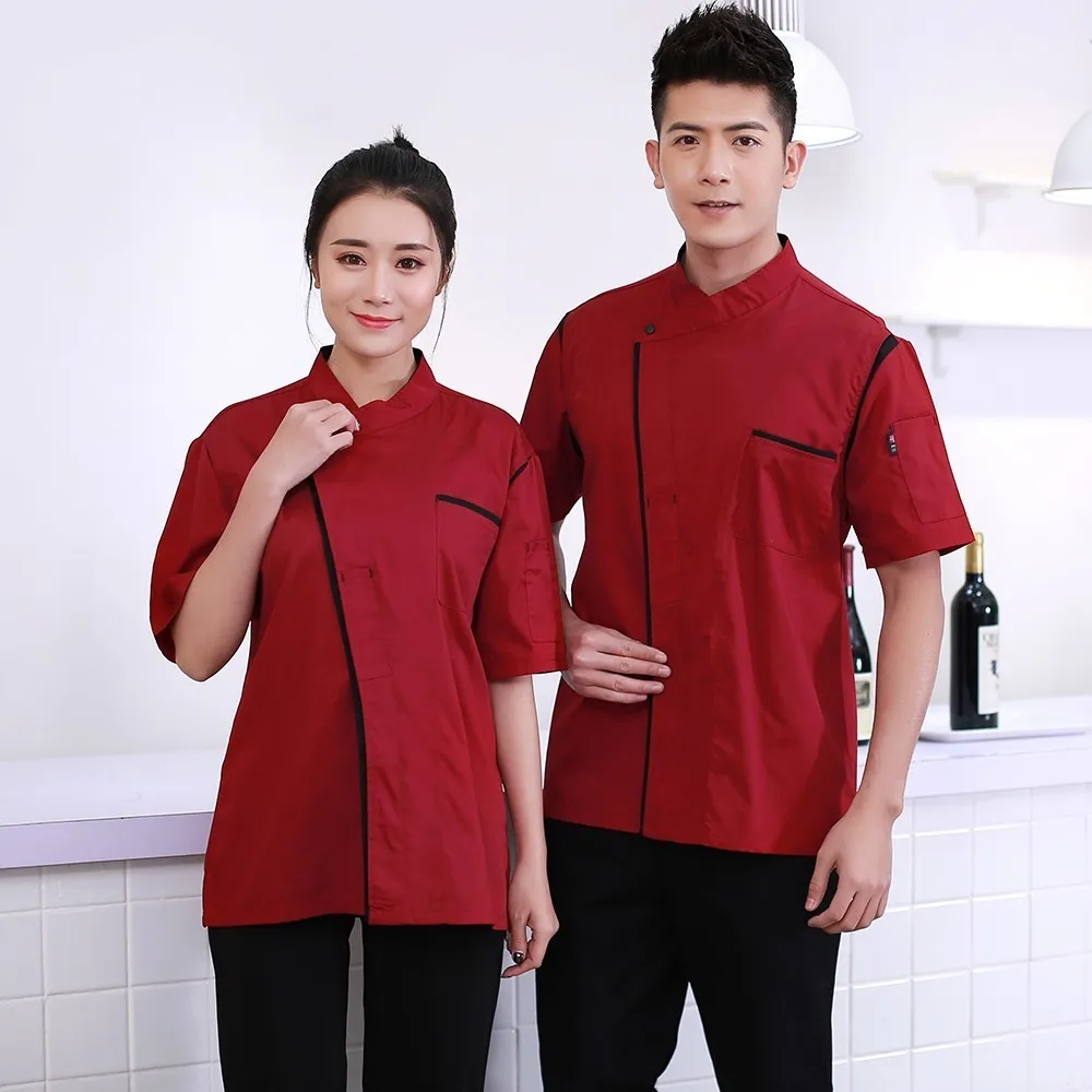 Unisex Kitchen Cooking Short Sleeve Jacket Apron Hat Canteen Restaurant Hotel Chef Uniform Cafe Hairdressers Salon Work Shirt