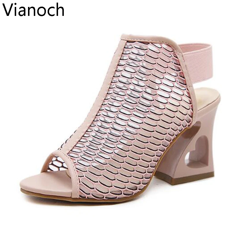 

2019 New Fashion Women Sandals Summer High Heels Sexy Mesh Shoes Sexy Size 40 Peep Toe wo19023