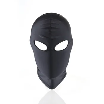 

Top Grade Black Leather Face Mask For Sexy Party Cosplay Slave Adjustable Straps Buckle Belt Chin Lock Bondage adults game mask