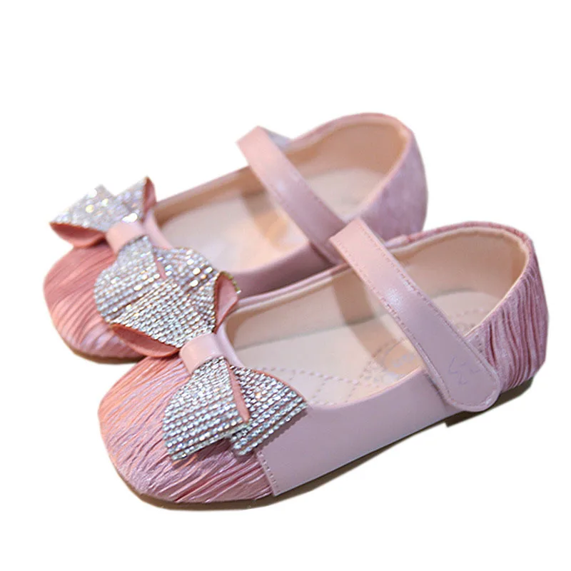 Туфли принцессы для девочек со стразами; мягкая подошва детская обувь, платье; нескользящая обувь для малышей