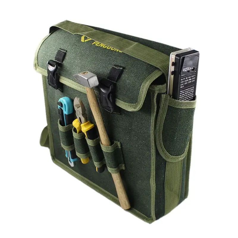 

Hardware Toolkit Shoulder Bag Waterproof Oxford Cloth Multi Organize Pockets Storage Pouch Portable Electrician Worker Supply