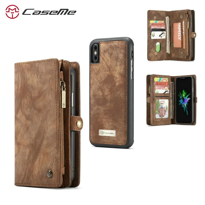 2 in 1 Magnetic Pocket Detachable Flip Case for iPhone XR XS Max Case Wallet Leather Card Luxury Brand for iPhone 6 6S 7 8 Plus