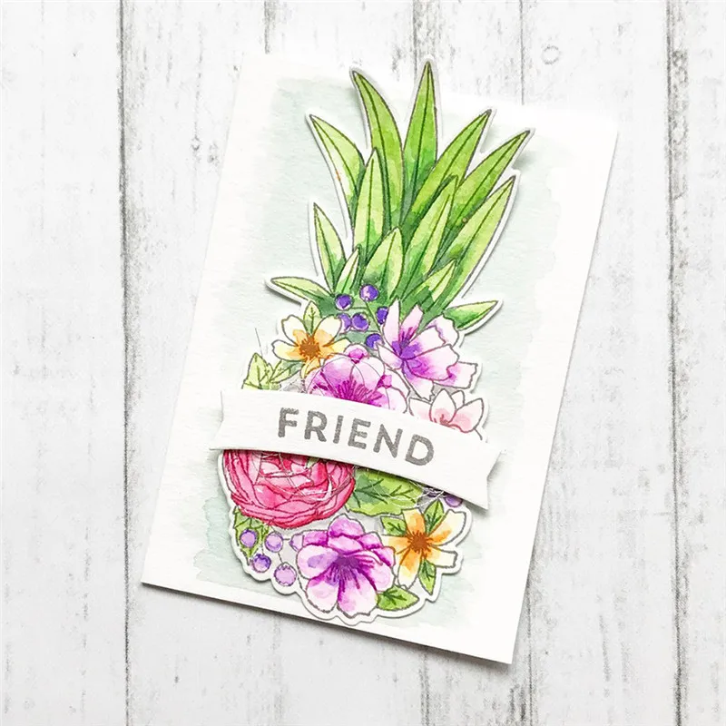 

DiyArts Pineapple Die and Stamp Metal Cutting Dies Fruit Clear Stamps Scrapbooking Card Album Embossing Crafts Diecut New Craft