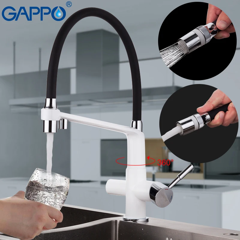 

GAPPO Kitchen Faucets black and white sink mixer pull out flexible kitchen faucet water faucet for kitchen purifier water taps