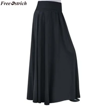 Страусиная модная женская плиссированная однотонная длинная эластичная юбка с высокой талией женские вечерние юбки в повседневном стиле черного и розового цвета