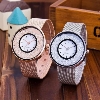 

Fashion Women Beautiful Reloj hombre Alloy Casual Watch Luxury Analog Quartz Watch Clock Diamond Rhinestone Round Ladies New B50