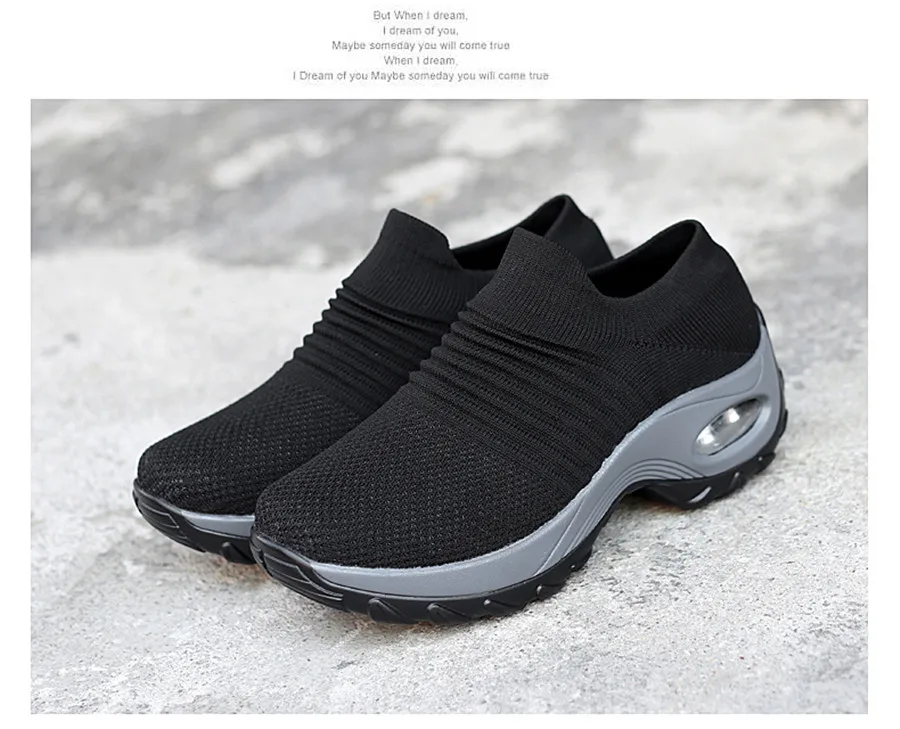 STS BRAND 2019 New Spring Women Sneakers Shoes Flat Slip On Platform Sneakers For Women Breathable Mesh Sock Travel Casual Shoes (17)
