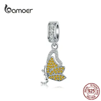 

BAMOER Rinestone Butterfly Pendant Charm for Women Bracelet & Bangle Original Design Sterling Silver 925 Fine Jewelry BSC077