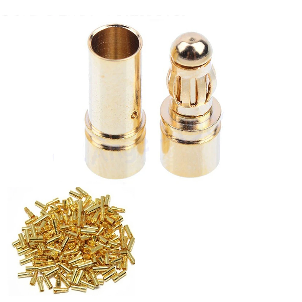 wholesale 100pairs lot 3 5mm Gold Bullet Banana Connector Plug male female For rc ESC Battery