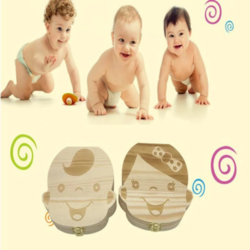 Ребенка молочные зубы коробки Новый Пособия по немецкому языку/Корейский Детские деревянные зуб поле детской зубной органайзер для детей