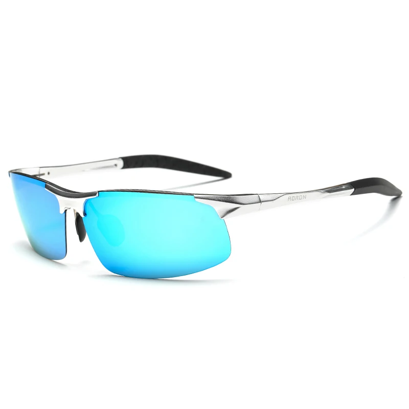 Модные Для мужчин поляризованных солнцезащитных очков Алюминий магния солнцезащитные очки вождение очки прямоугольник Оттенки для Для мужчин Óculos мужской - Цвет линз: SILVER-BLUE-7-14