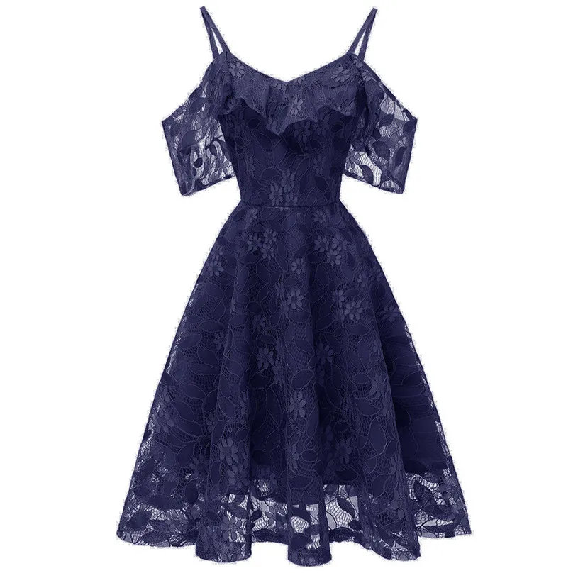 A line Dress Women Vintage Sexy Dress Princess Floral Lace Dress Solid Party Dresses Vestidos Verano 2018 Wholesales 40AT2710