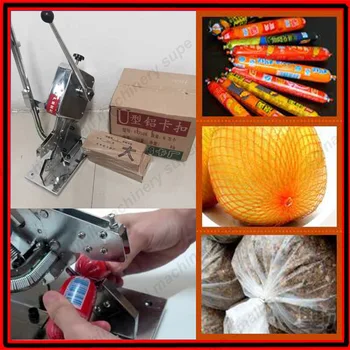 

Hot sale Manual U-shape Single Sausage Clipper Machine; Plastic bag,Fruit Bag tying machine with 12000pcs clipper