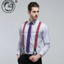 Топ Мода классические эластичные зажимы Регулируемый бандаж подтяжки галлус с 6 зажимами мужские подтяжки