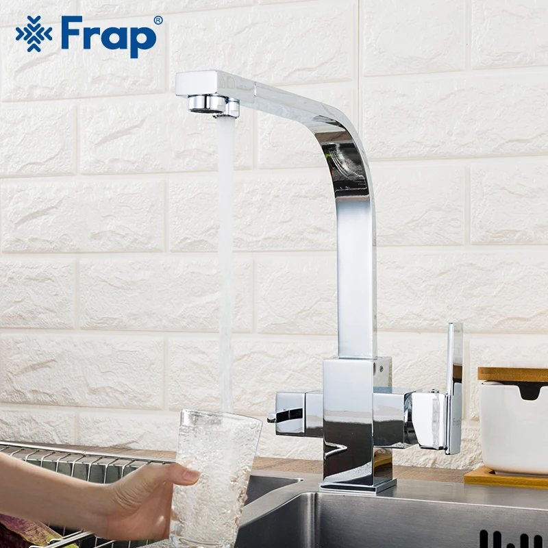  Frap Kitchen Faucets 360 Degree Rotation Black Square Water Filter Tap Water Faucet Solid Brass Kit - 33020995772