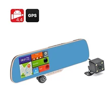 Android 4.4 Car DVR Dash Cam Rear View Mirror 5″ Touch Screen Display+Parking Rear View Parking Camera GPS Navigation Free Map