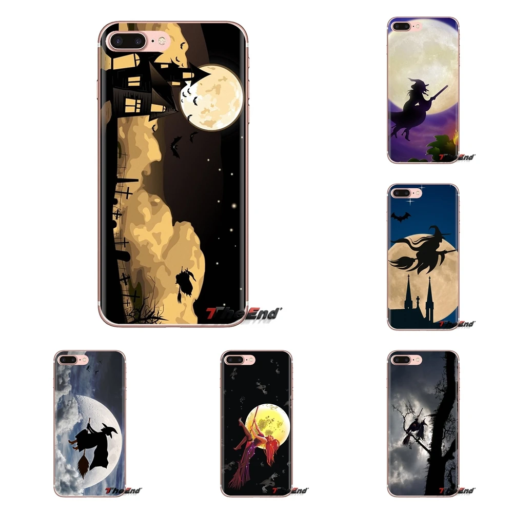 

Transparent TPU Case For Xiaomi Redmi 4A S2 Note 3 3S 4 4X 5 Plus 6 7 6A Pro Pocophone F1 Halloween Witch Flying Broom Over Moon