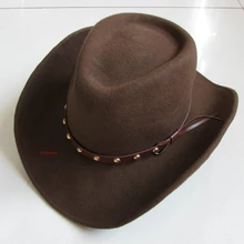 Новинка шерсть фетровая шляпа акция для взрослых Водонепроницаемая шерстяная Мужская конная шляпа рыцарь ковбой джентльмен шляпа с широкими полями B-8138