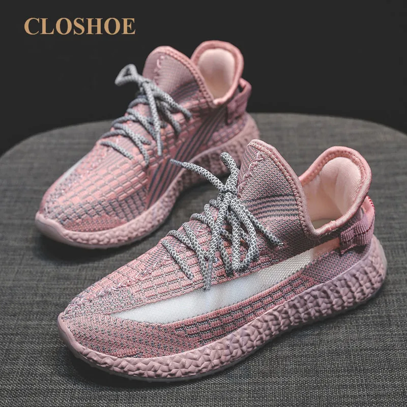 

CLOSHOE Student Edition Joker Fashion Running Shoe Women's Mesh Face Fly Weave Breathable Mesh Coconut Shoes