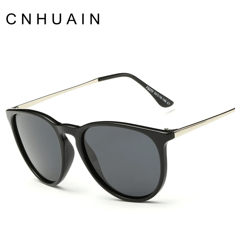 CNHUAIN Retro Round Polarized Sunglasses Women Brand Designer Luxury Sun Glasses For Men Metal Frame Female