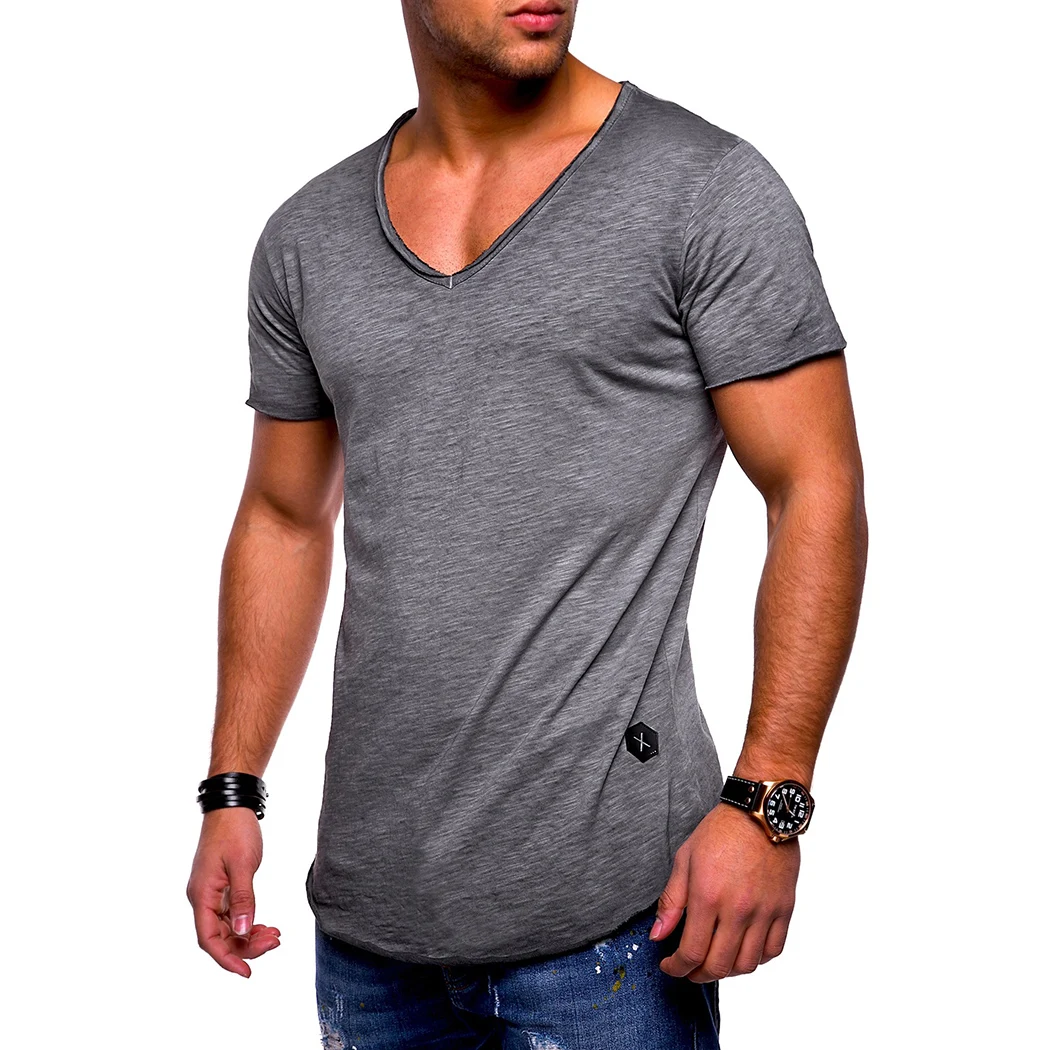 mens muscle fit v neck t shirts