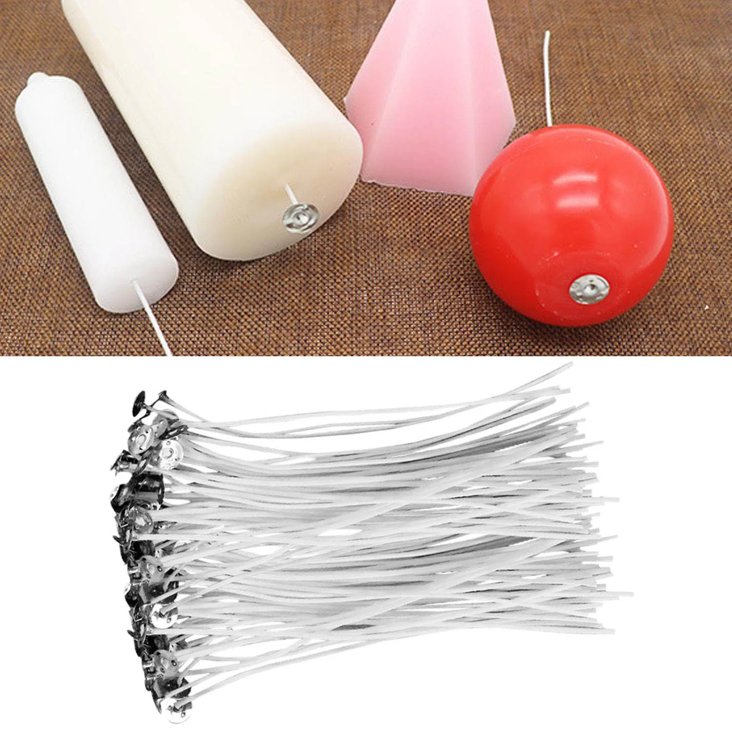 

Behogar 100pcs 4 inch Low Smoke Candle Wick Core Accessories with Sustainer Tabs for Candle DIY Making