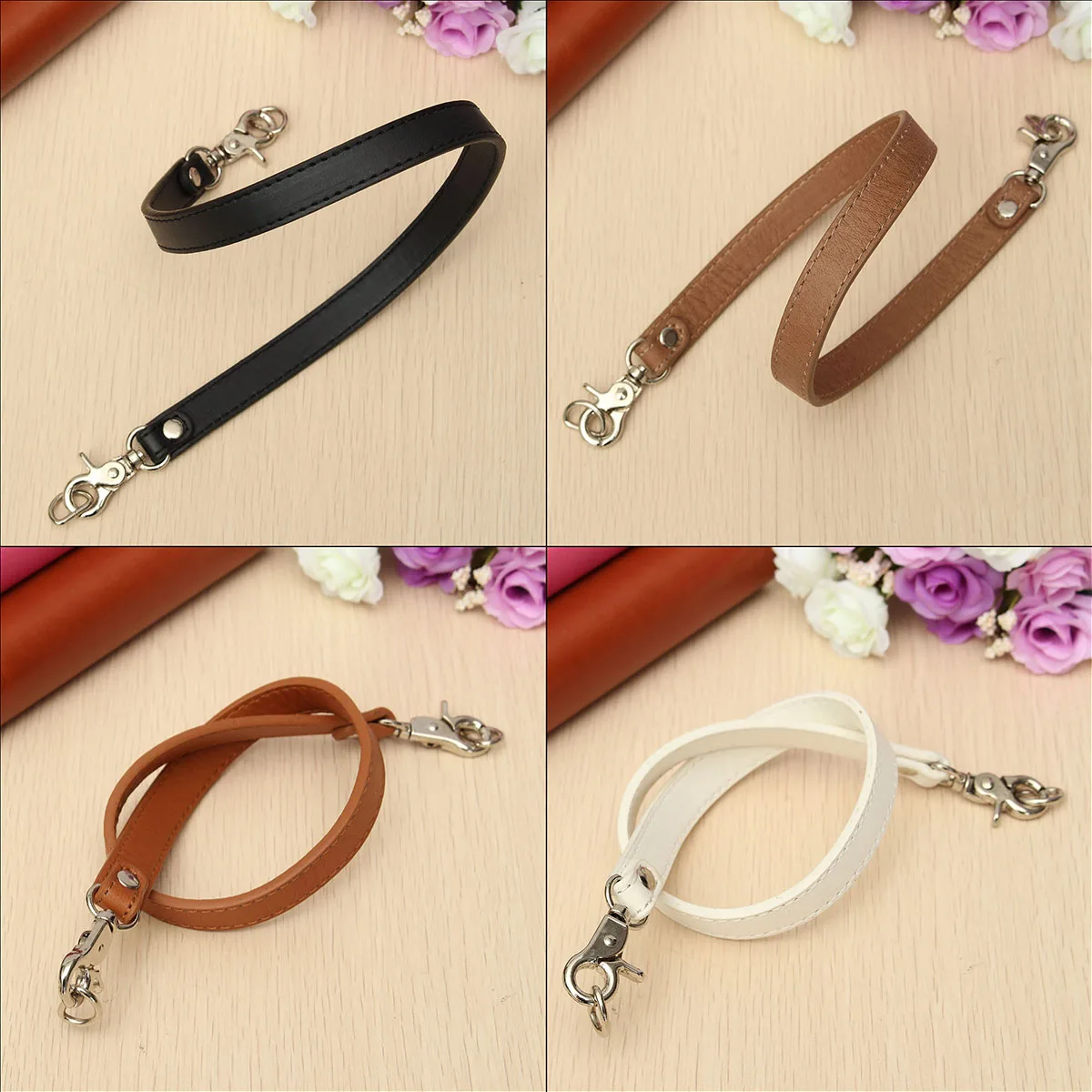 

52cm DIY Leather Purse Handle Shoulder Bag Strap Handbag Strap Replacement Short Handle Belts Hardware Buckle DIY Accessory