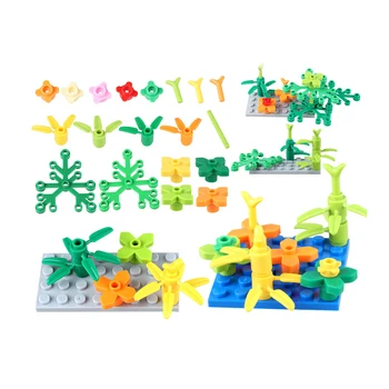

144Pcs/set Plant Flowers Grass set Bricks Compatible City Duploingly Small Particles Building Blocks Accessory Toy Gift For Kids