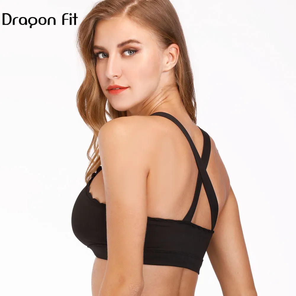 

Dragon Fit Running Workout Sports Bra Women Lace Quick Drying Yoga Bra Women Spaghetti Strap Breathable Sportswear Bra Female