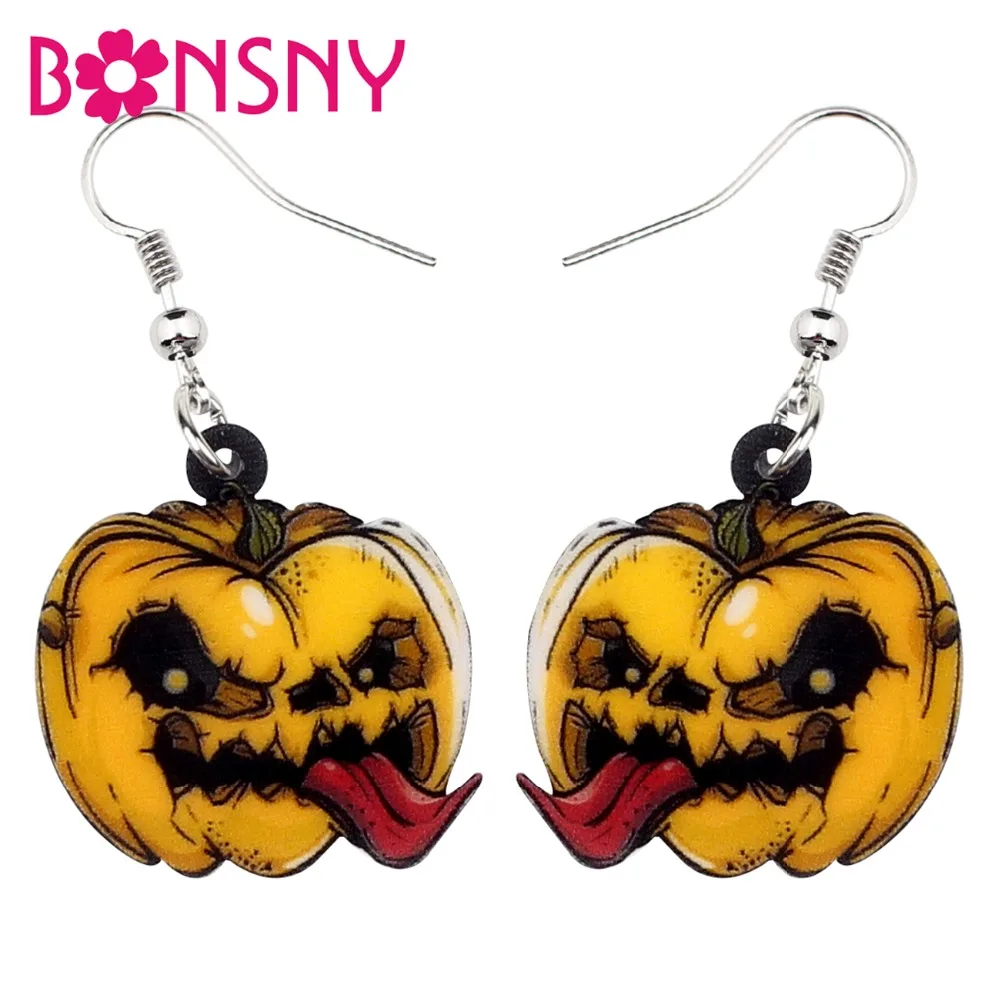 

Bonsny Statement Acrylic Halloween Pumpkin Monster Earrings Drop Dangle Novelty Party Jewelry For Women Girls Wholesale Ornament
