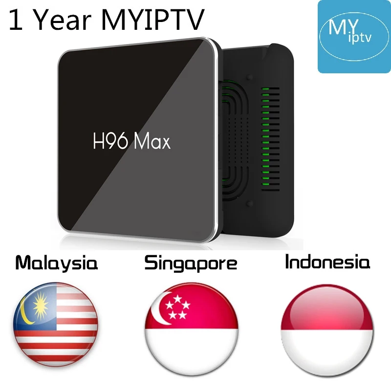 

H96 MAX Android 8.1 Tv Box With 1 Year Myiptv 4k to Watch 190 Channels Malaysia Singapore Indonesia Channels for Southeast Asia