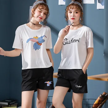 

Plus Size Short Sleeve Pajama Sets for Women Summer Shorts Thin Sleepwear Cute Cartoon Pyjama Homewear Pijama Mujer Home Clothes