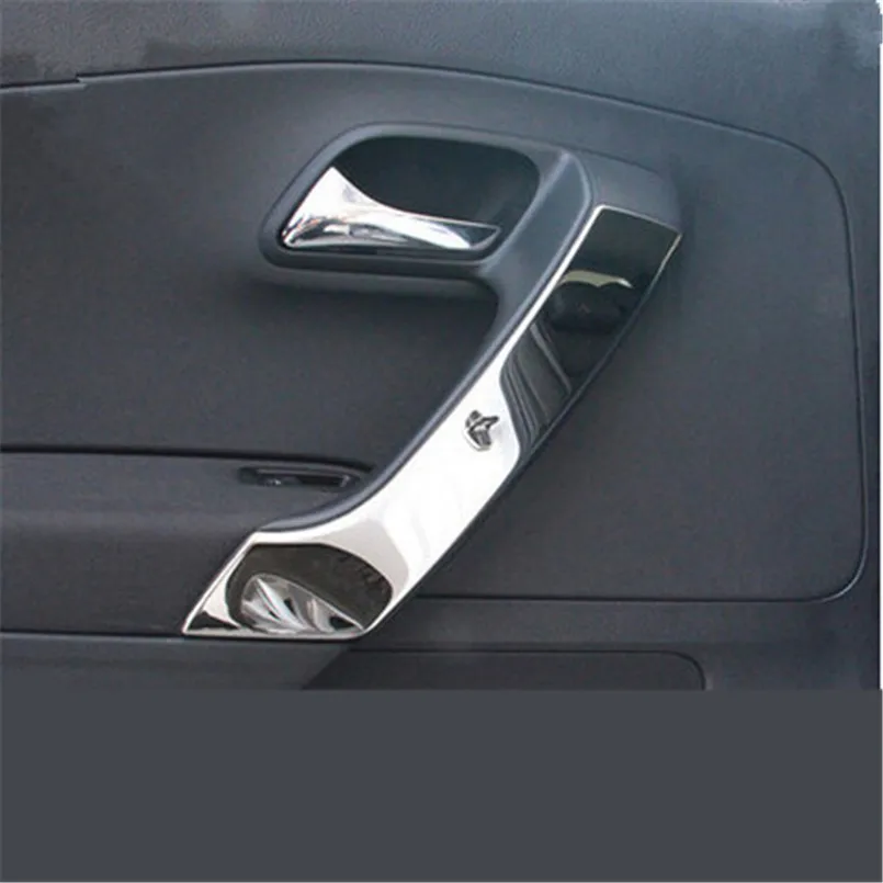 

4 PCS DIY New Stainless steel car styling inside the door armrests light box cover For Volkswagen vw POLO parts accessories